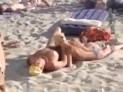 Blonde blowing a chap in public